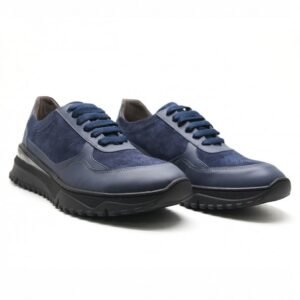 BASKETS EN CUIR - BLEU