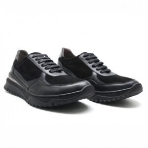 BASKETS EN CUIR - NOIR