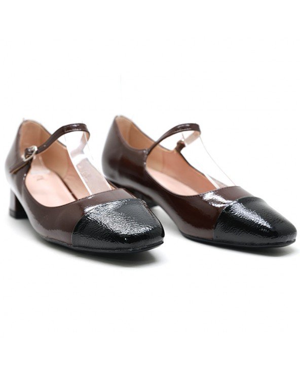 ESCARPINS BOUT CARRÉ – MARRON