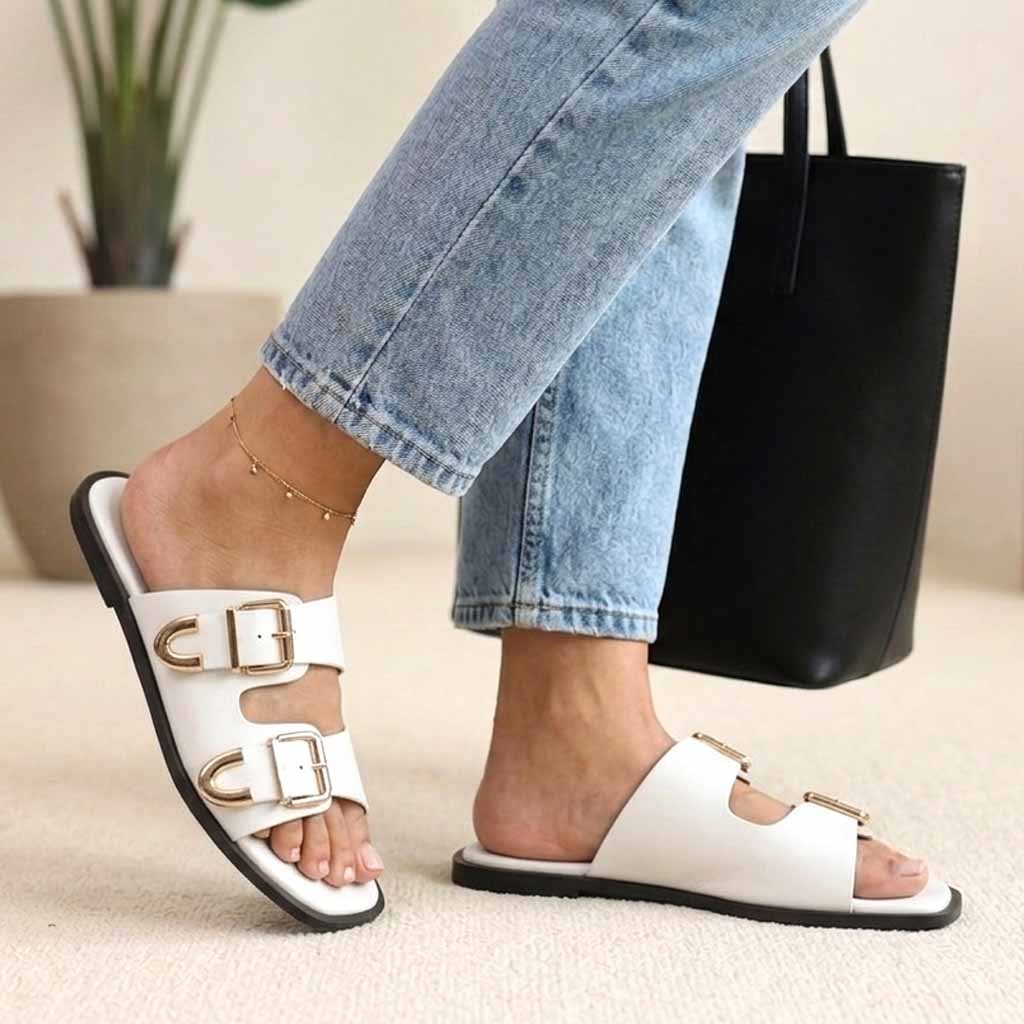 MULES PLATES- BLANC