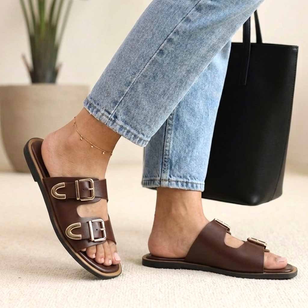 MULES PLATES- MARRON