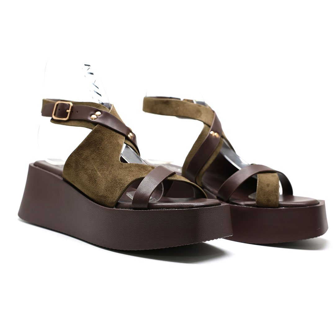 SANDALES COMPENSÉES – VERT