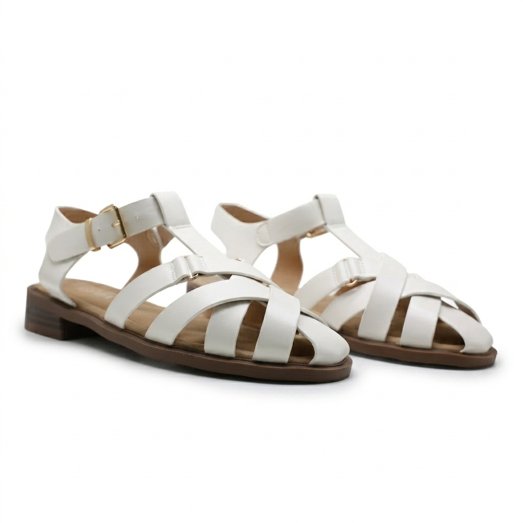 SANDALES PLATES SOUPLES – BLANC