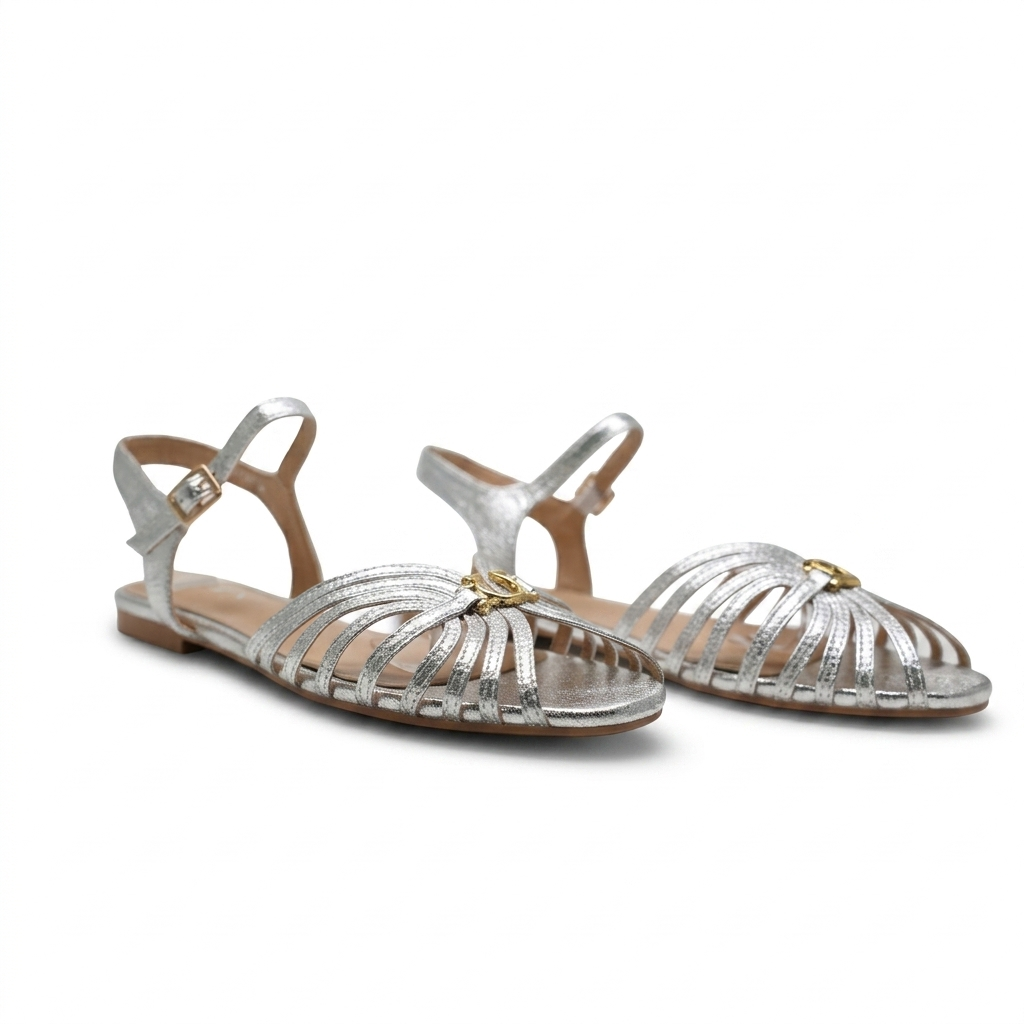 SANDALES PLATES CHIC – ARGENTÉ