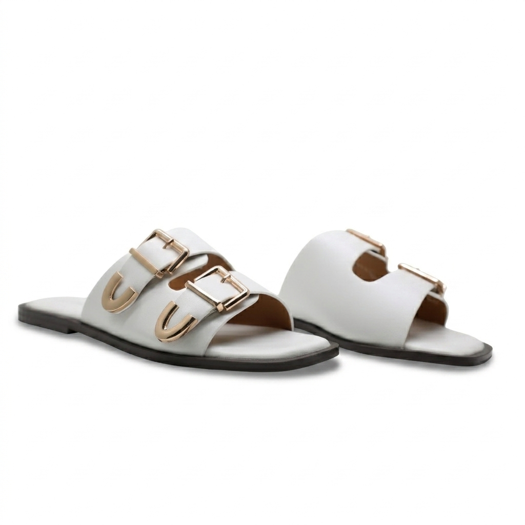 MULES PLATES- BLANC