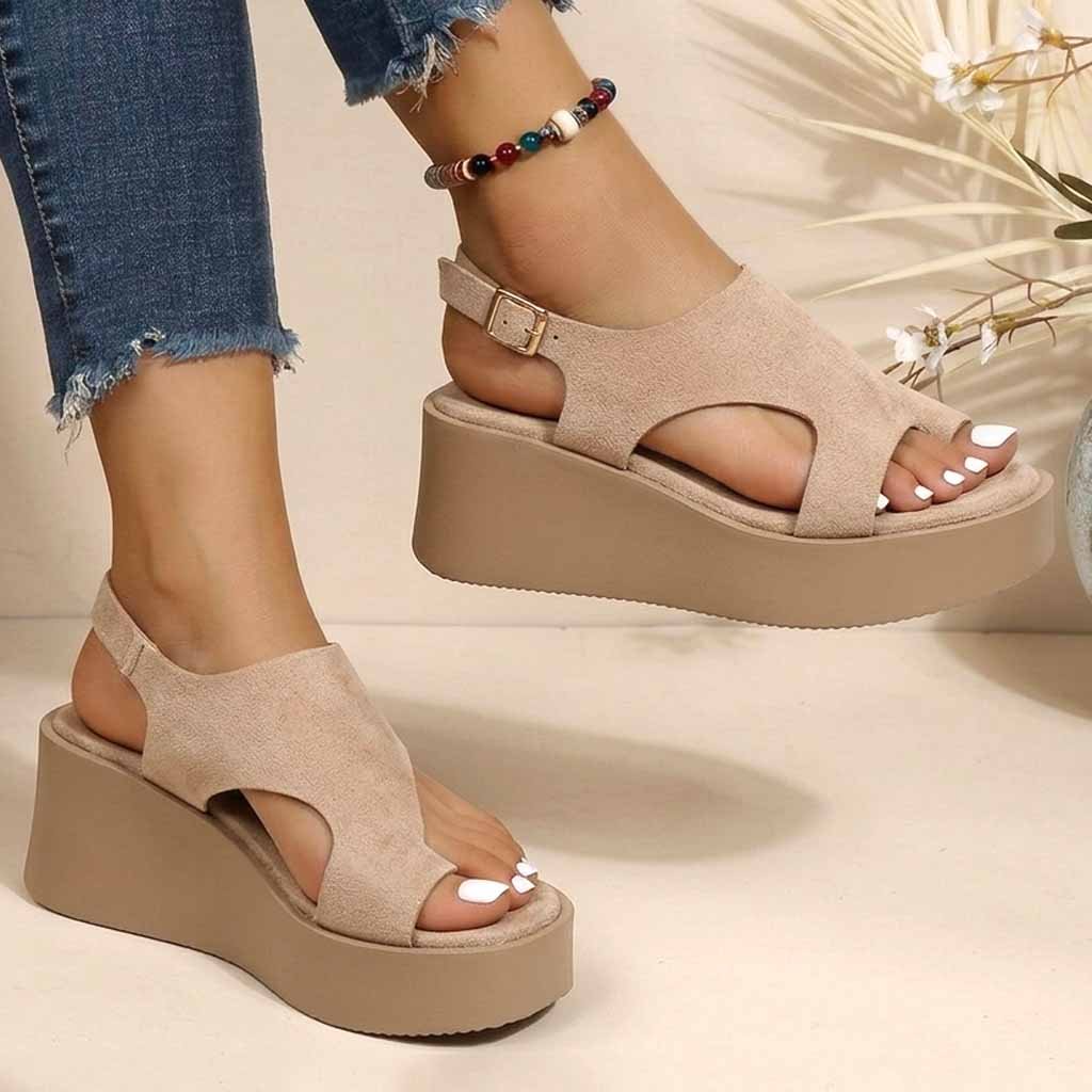 SANDALES COMPENSÉES – KAKI