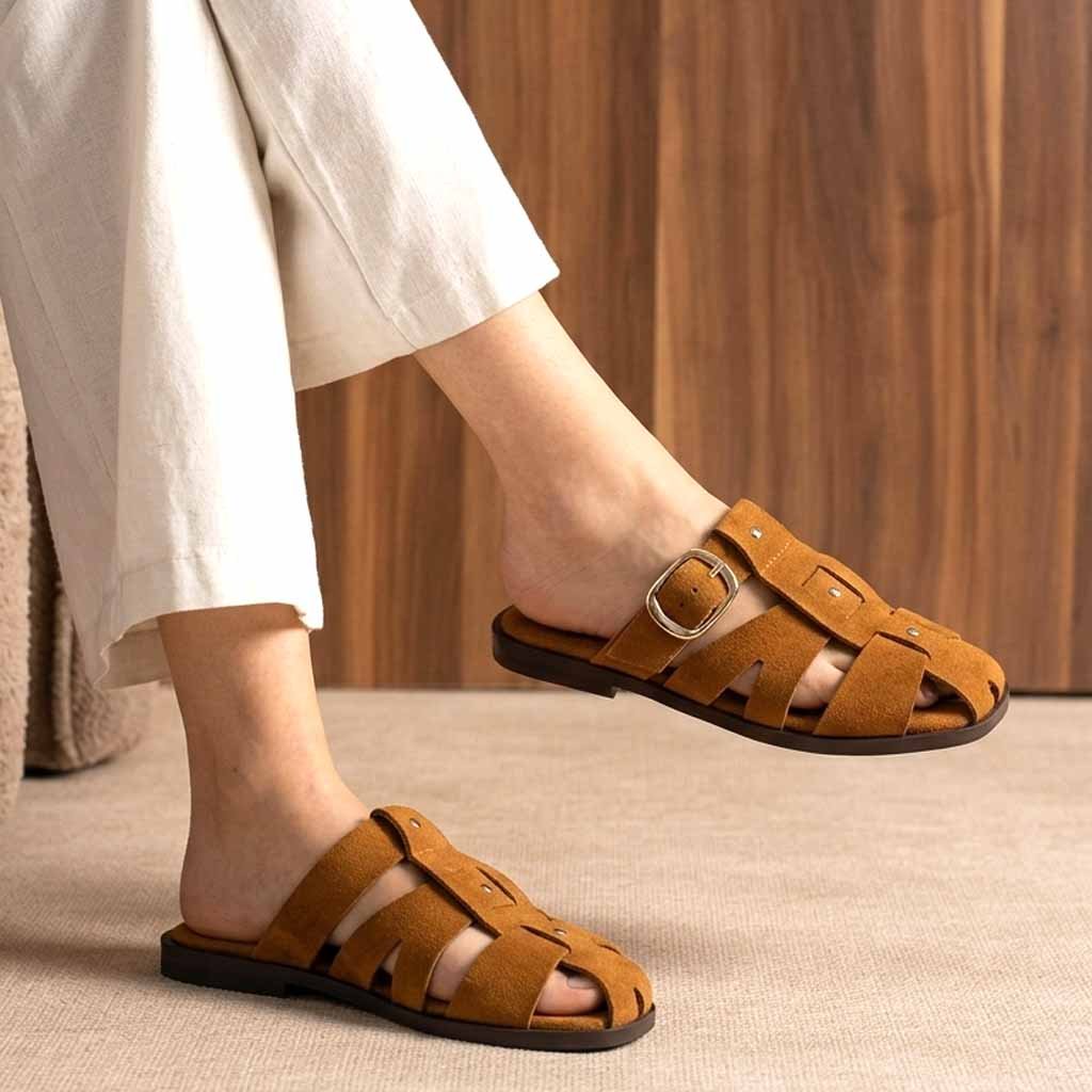 MULES PLATES CONFORTABLES – CAMEL