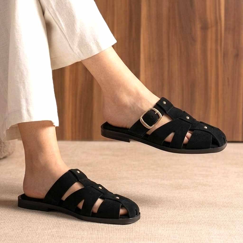 MULES PLATES CONFORTABLES – NOIR