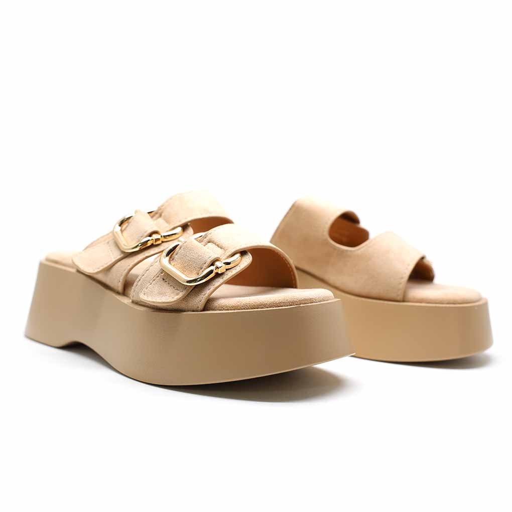 MULES COMPENSÉES – BEIGE