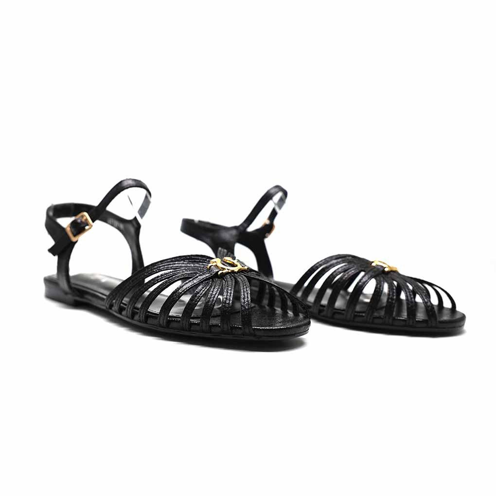 SANDALES PLATES CHIC – NOIR