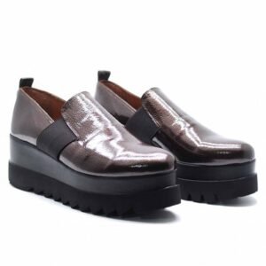 CHAUSSURE COMPENSÉES EN CUIR - MARRON