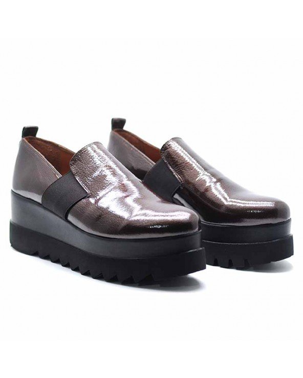 CHAUSSURE COMPENSÉES EN CUIR – MARRON