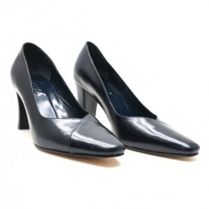 CHAUSSURE EN CUIR BOUT CARRÉ - BLEU-NUIT