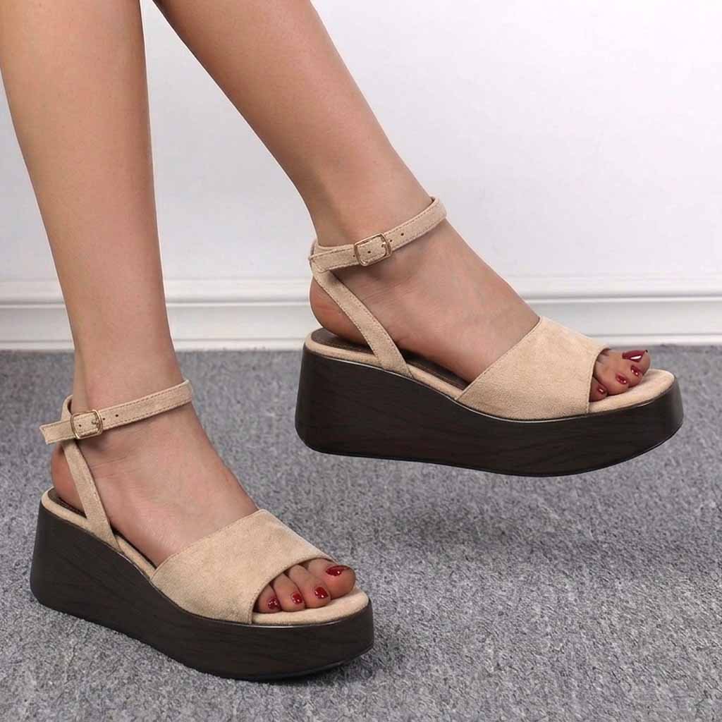 SANDALES COMPENSÉES – BEIGE