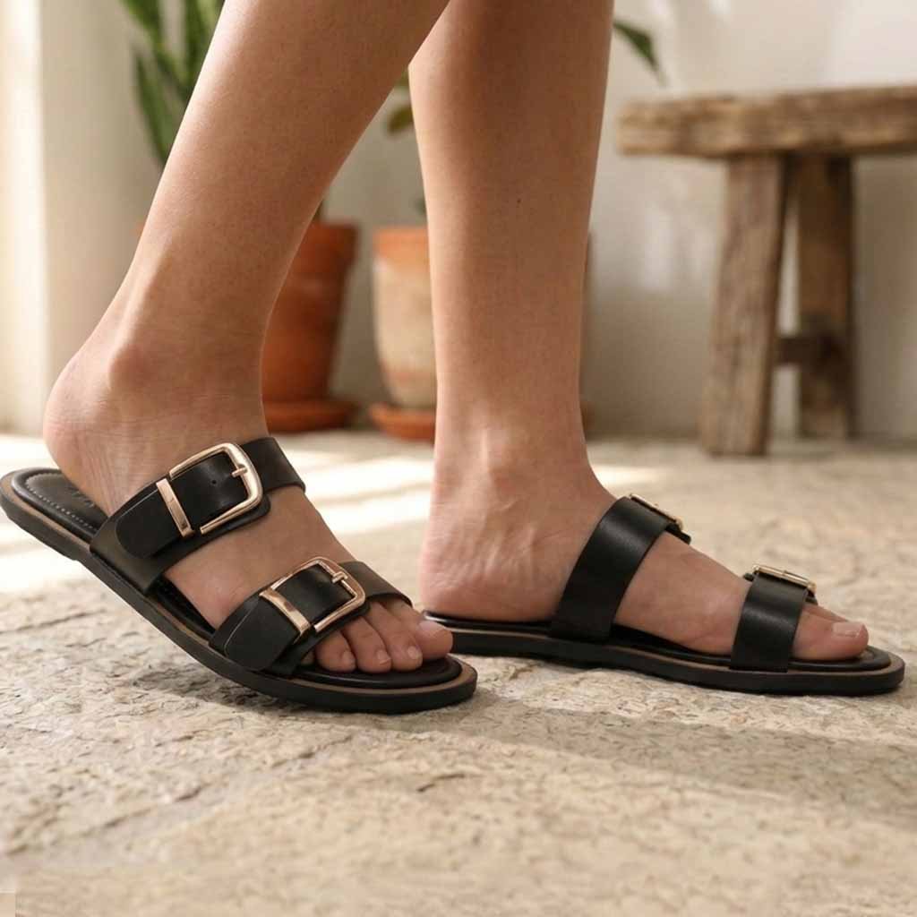 MULES PLATES- NOIR