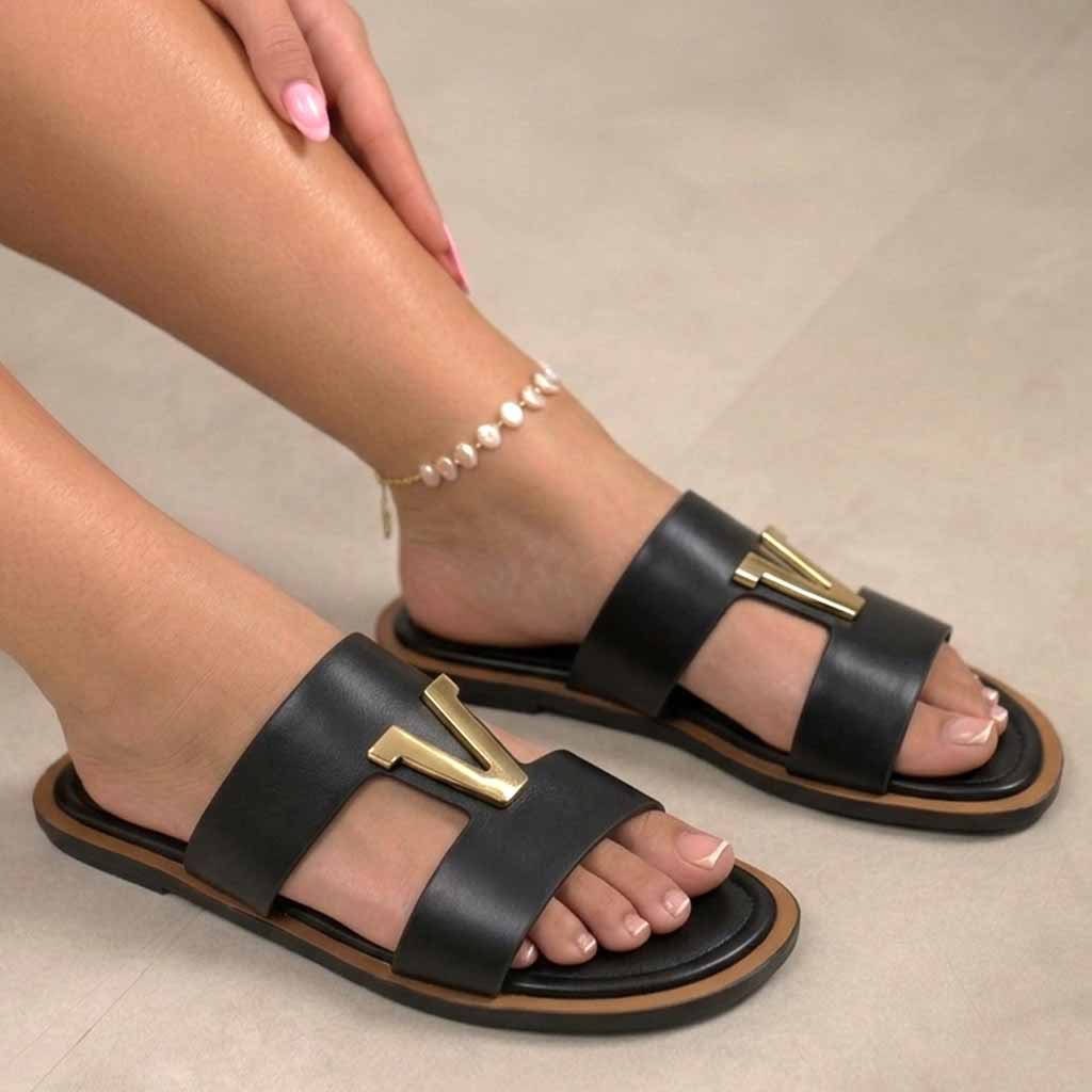 MULES PLATES- NOIR