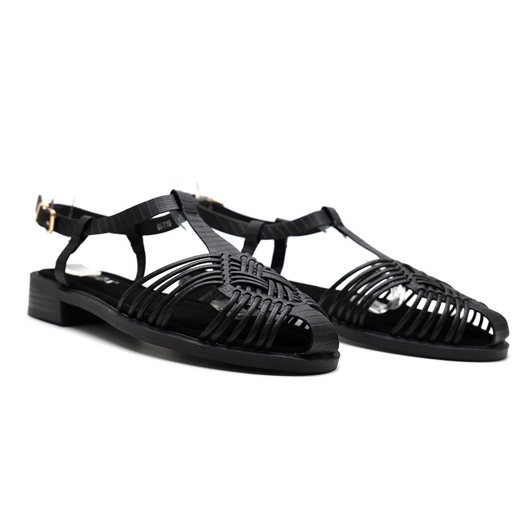 SANDALES PLATES SOUPLES – NOIR