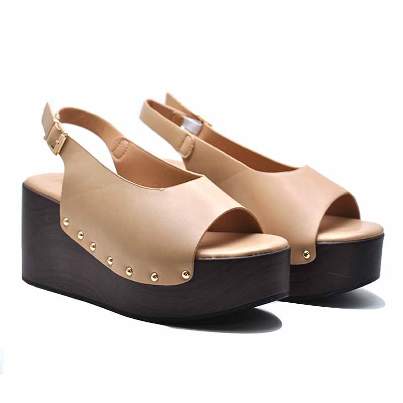 SANDALE COMPENSÉES – BEIGE