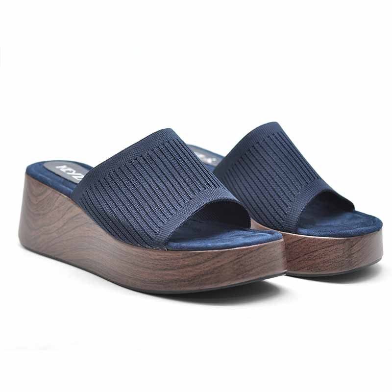 MULES COMPENSÉES – BLEU – MARINE