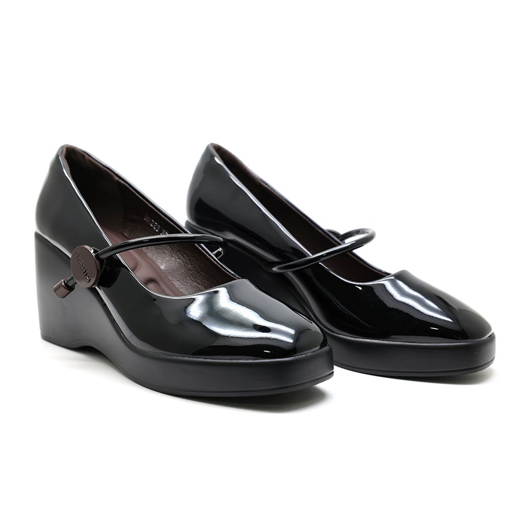 CHAUSSURES COMPENSÉES BOUT CARRÉ – NOIR